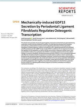 Mechanically-Induced GDF15 Secretion by Periodontal Ligament