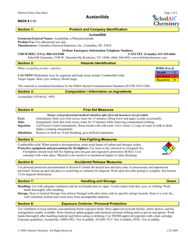 Acetanilide MSDS # 2.00