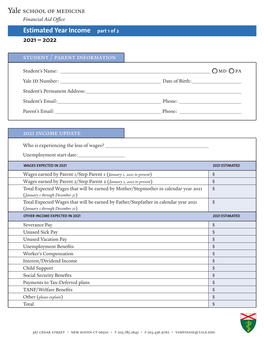 Estimated Year Income Part 1 of 2 2021 – 2022