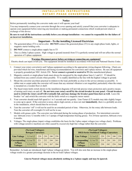 Installation Instructions Rotary Pha Secon Ve Rters