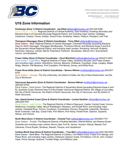 U16 Zone Information