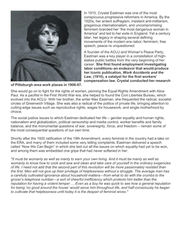 In 1910, Crystal Eastman Was One of the Most Conspicuous Progressive Reformers in America