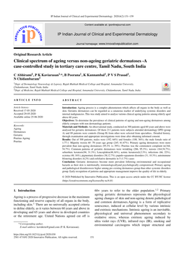 Clinical Spectrum of Ageing Versus Non-Ageing Geriatric Dermatoses -A Case-Controlled Study in Tertiary Care Centre, Tamil Nadu, South India