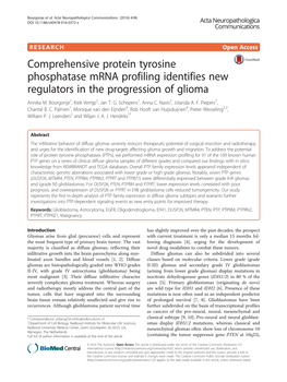 Comprehensive Protein Tyrosine Phosphatase Mrna Profiling Identifies New Regulators in the Progression of Glioma Annika M