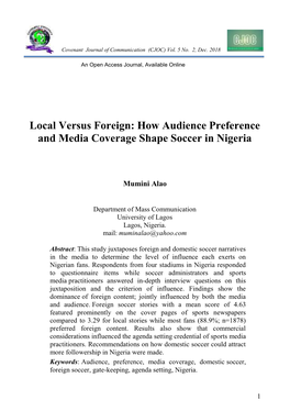 How Audience Preference and Media Coverage Shape Soccer in Nigeria