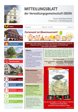 Mitteilungsblatt Der Verwaltungsgemeinschaft EBERN