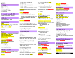 5 Parts 3 Ways to Include CSS CSS Rule Color Model Font CSS Box