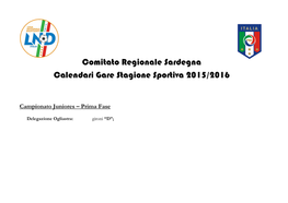 Comitato Regionale Sardegna Calendari Gare Stagione Sportiva 2015/2016