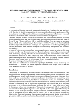 Soil Degradation and Sustainability of Small and Medium Sized Farms in the Plovdiv Region, Bulgaria