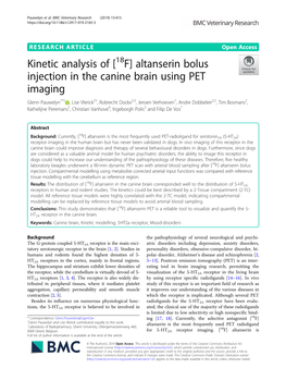 [18F] Altanserin Bolus Injection in the Canine Brain Using PET Imaging