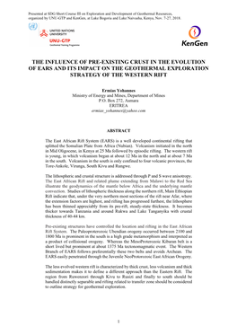 The Influence of Pre-Existing Crust in the Evolution of Ears and Its Impact on the Geothermal Exploration Strategy of the Western Rift