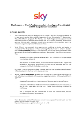 Approach to Setting LLU and WLR Charge Controls Consultation