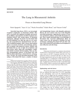 The Lung in Rheumatoid Arthritis