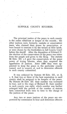SUFFOLK COUNTY•RECORDS. the Principal Justice of the Peace In