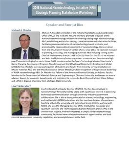 Speaker and Panelist Bios