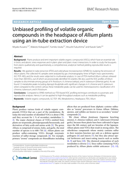 Unbiased Profiling of Volatile Organic Compounds in the Headspace Of