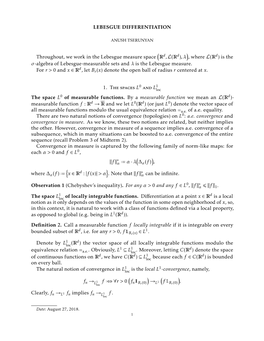 Lebesgue Differentiation