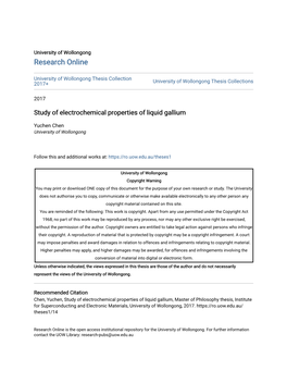 Study of Electrochemical Properties of Liquid Gallium