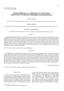 Borate Minerals. Ii. a Hierarchy of Structures