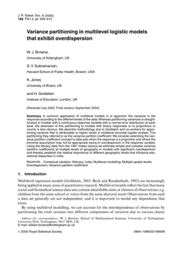 Variance Partitioning in Multilevel Logistic Models That Exhibit Overdispersion