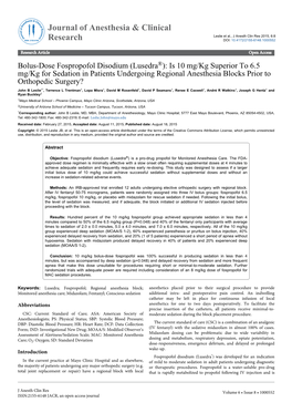 Bolus-Dose Fospropofol Disodium (Lusedra®)