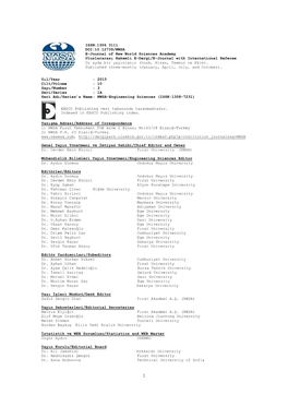 1A Seri Adı/Series's Name : NWSA-Engineering Sciences (ISSN