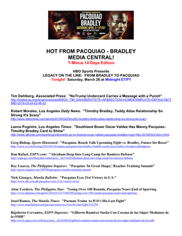 HOT from PACQUIAO - BRADLEY MEDIA CENTRAL! T-Minus 14 Days Edition