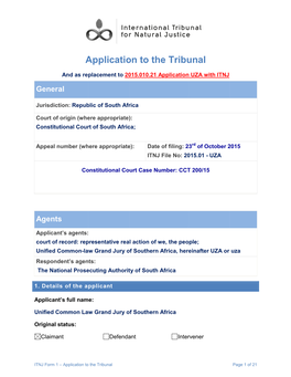 Application to the Tribunal