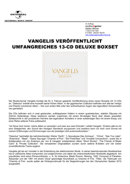 Vangelis Veröffentlicht Umfangreiches 13-Cd Deluxe Boxset