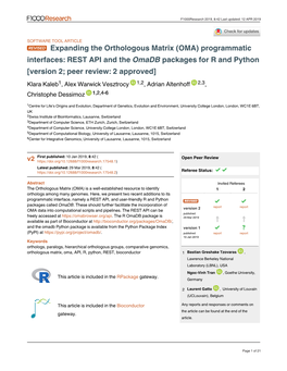 REST API and the Packages for R and Python Omadb