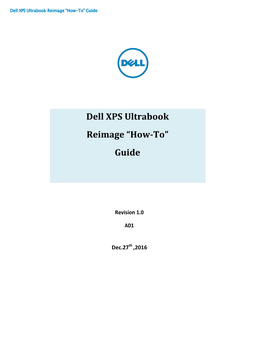 Dell XPS Ultrabook Reimage “How-To” Guide