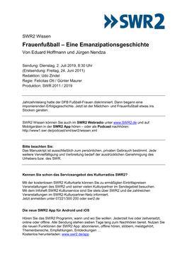 Frauenfußball – Eine Emanzipationsgeschichte Von Eduard Hoffmann Und Jürgen Nendza