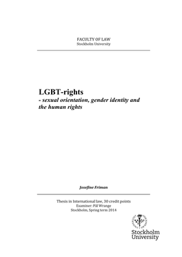 LGBT-Rights - Sexual Orientation, Gender Identity And