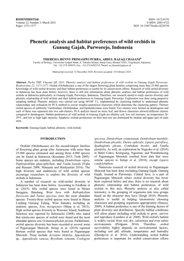 Phenetic Analysis and Habitat Preferences of Wild Orchids in Gunung Gajah, Purworejo, Indonesia