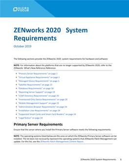 Zenworks 2020 System Requirements October 2019