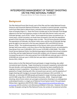 Integrated Management of Target Shooting Scoping Proposed Action 1