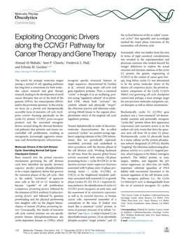 Exploiting Oncogenic Drivers Along the CCNG1 Pathway for Cancer