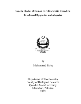 Genetic Studies of Human Hereditary Skin Disorders: Ectodermal Dysplasias and Alopecias