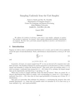 Sampling Uniformly from the Unit Simplex