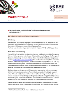 Antiphlogistika / Antirheumatika Systemisch (ATC-Code: M01*)