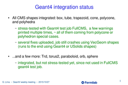 Geant4 Integration Status