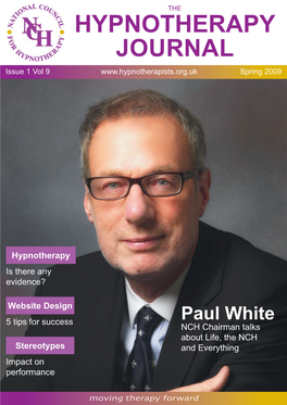 Hypnotherapy Journal Issue 1 Vol 9 Spring 2009