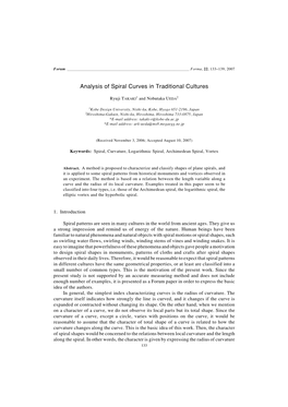 Analysis of Spiral Curves in Traditional Cultures