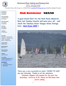 Richmond River Sailing and Rowing Club Website: P.O