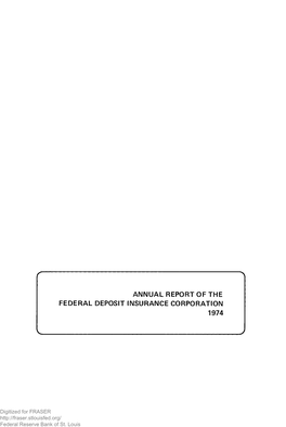 Annual Report of the Federal Deposit Insurance Corporation 1974 V