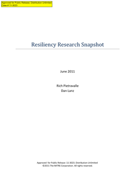 Resiliency Research Snapshot