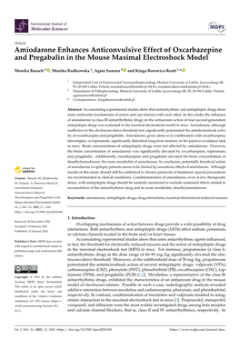 Amiodarone Enhances Anticonvulsive Effect of Oxcarbazepine and Pregabalin in the Mouse Maximal Electroshock Model