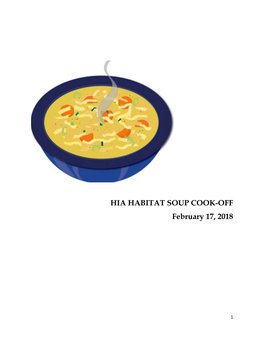 HIA HABITAT SOUP COOK-OFF February 17, 2018