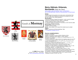 Famille De Mornay Mornay (Bugey, Famille Homonyme) : «D’Argent, Au Lion De Sable»