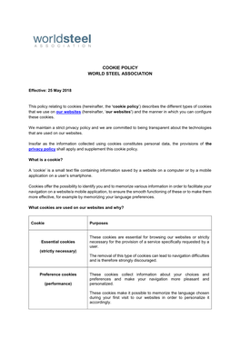 Cookie Policy World Steel Association